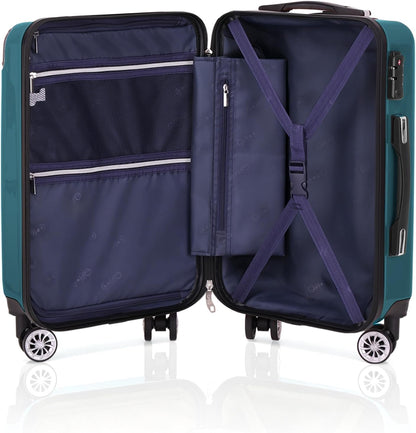Carry On Luggage, Suitcase with Durable and Lightweight, carry on suitcase with ABS Hardshell, Dual Spinner Wheels, TSA Lock, and YKK Zipper(apricot black, S(20in)_carry on)