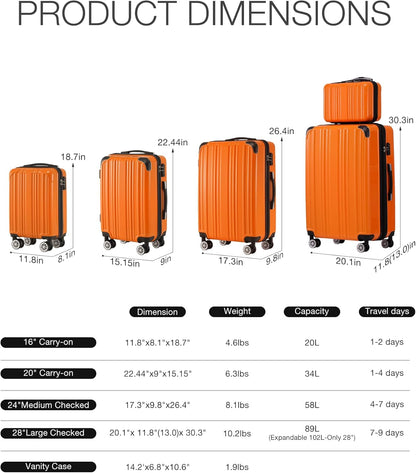 Carry On Luggage, Suitcase with Durable and Lightweight, carry on suitcase with ABS Hardshell, Dual Spinner Wheels, TSA Lock, and YKK Zipper(apricot black, S(20in)_carry on)