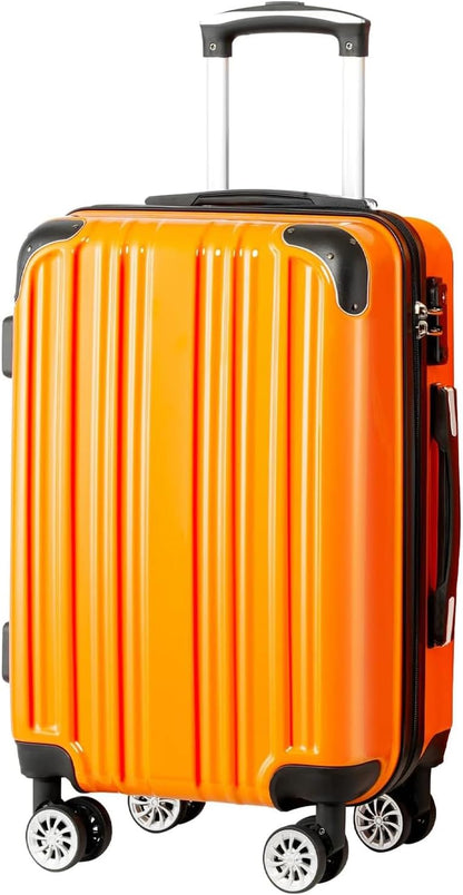 Carry On Luggage, Suitcase with Durable and Lightweight, carry on suitcase with ABS Hardshell, Dual Spinner Wheels, TSA Lock, and YKK Zipper(apricot black, S(20in)_carry on)