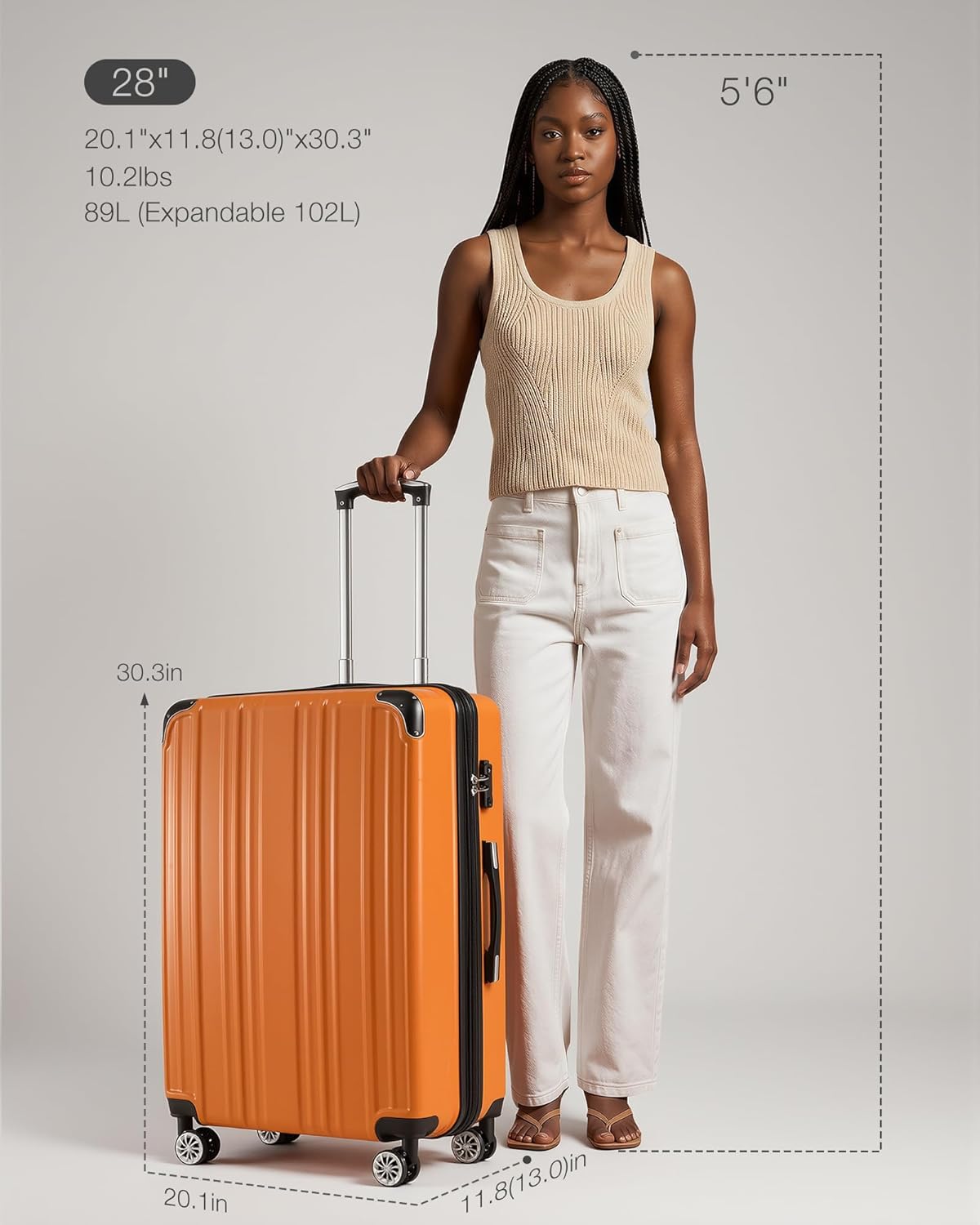 Carry On Luggage, Suitcase with Durable and Lightweight, carry on suitcase with ABS Hardshell, Dual Spinner Wheels, TSA Lock, and YKK Zipper(apricot black, S(20in)_carry on)