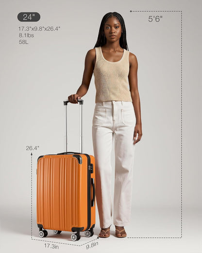 Carry On Luggage, Suitcase with Durable and Lightweight, carry on suitcase with ABS Hardshell, Dual Spinner Wheels, TSA Lock, and YKK Zipper(apricot black, S(20in)_carry on)