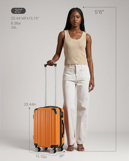 Carry On Luggage, Suitcase with Durable and Lightweight, carry on suitcase with ABS Hardshell, Dual Spinner Wheels, TSA Lock, and YKK Zipper(apricot black, S(20in)_carry on)