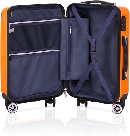 Carry On Luggage, Suitcase with Durable and Lightweight, carry on suitcase with ABS Hardshell, Dual Spinner Wheels, TSA Lock, and YKK Zipper(apricot black, S(20in)_carry on)
