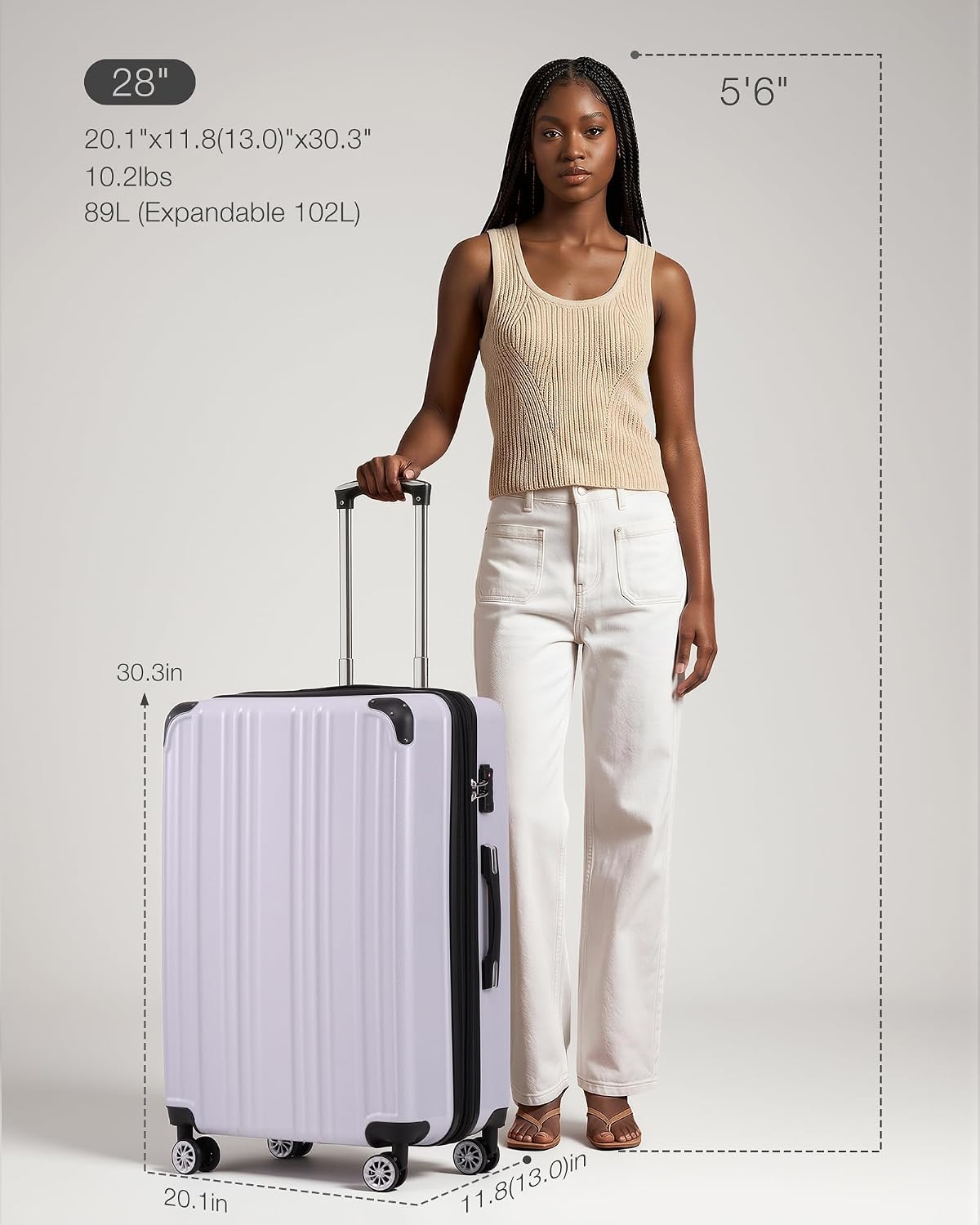 Carry On Luggage, Suitcase with Durable and Lightweight, carry on suitcase with ABS Hardshell, Dual Spinner Wheels, TSA Lock, and YKK Zipper(apricot black, S(20in)_carry on)