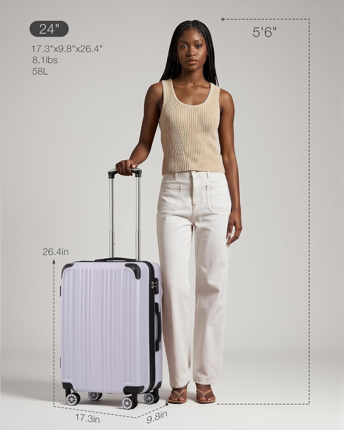Carry On Luggage, Suitcase with Durable and Lightweight, carry on suitcase with ABS Hardshell, Dual Spinner Wheels, TSA Lock, and YKK Zipper(apricot black, S(20in)_carry on)