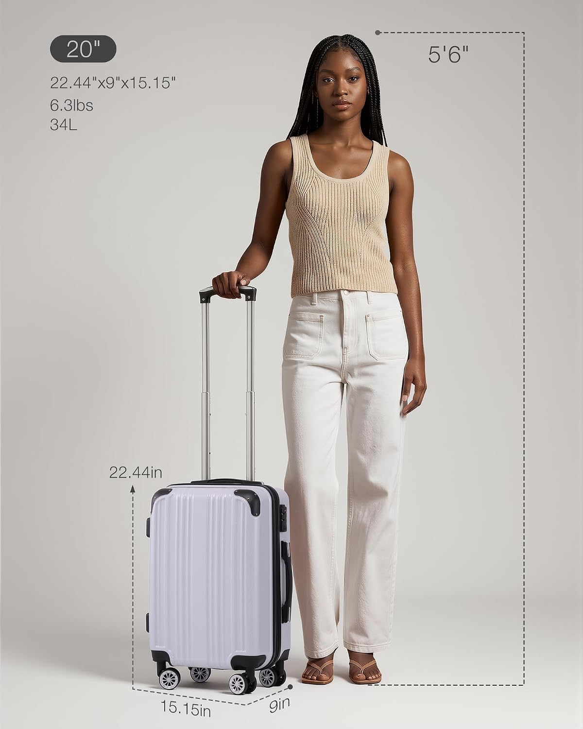 Carry On Luggage, Suitcase with Durable and Lightweight, carry on suitcase with ABS Hardshell, Dual Spinner Wheels, TSA Lock, and YKK Zipper(apricot black, S(20in)_carry on)