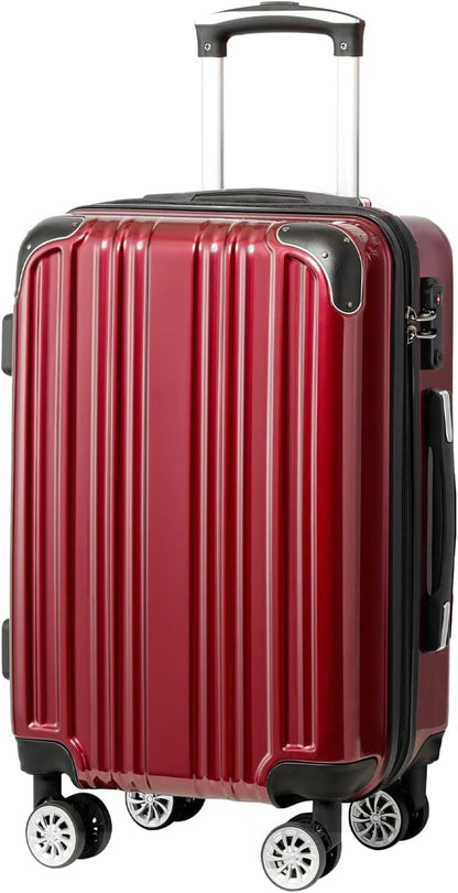 Carry On Luggage, Suitcase with Durable and Lightweight, carry on suitcase with ABS Hardshell, Dual Spinner Wheels, TSA Lock, and YKK Zipper(apricot black, S(20in)_carry on)