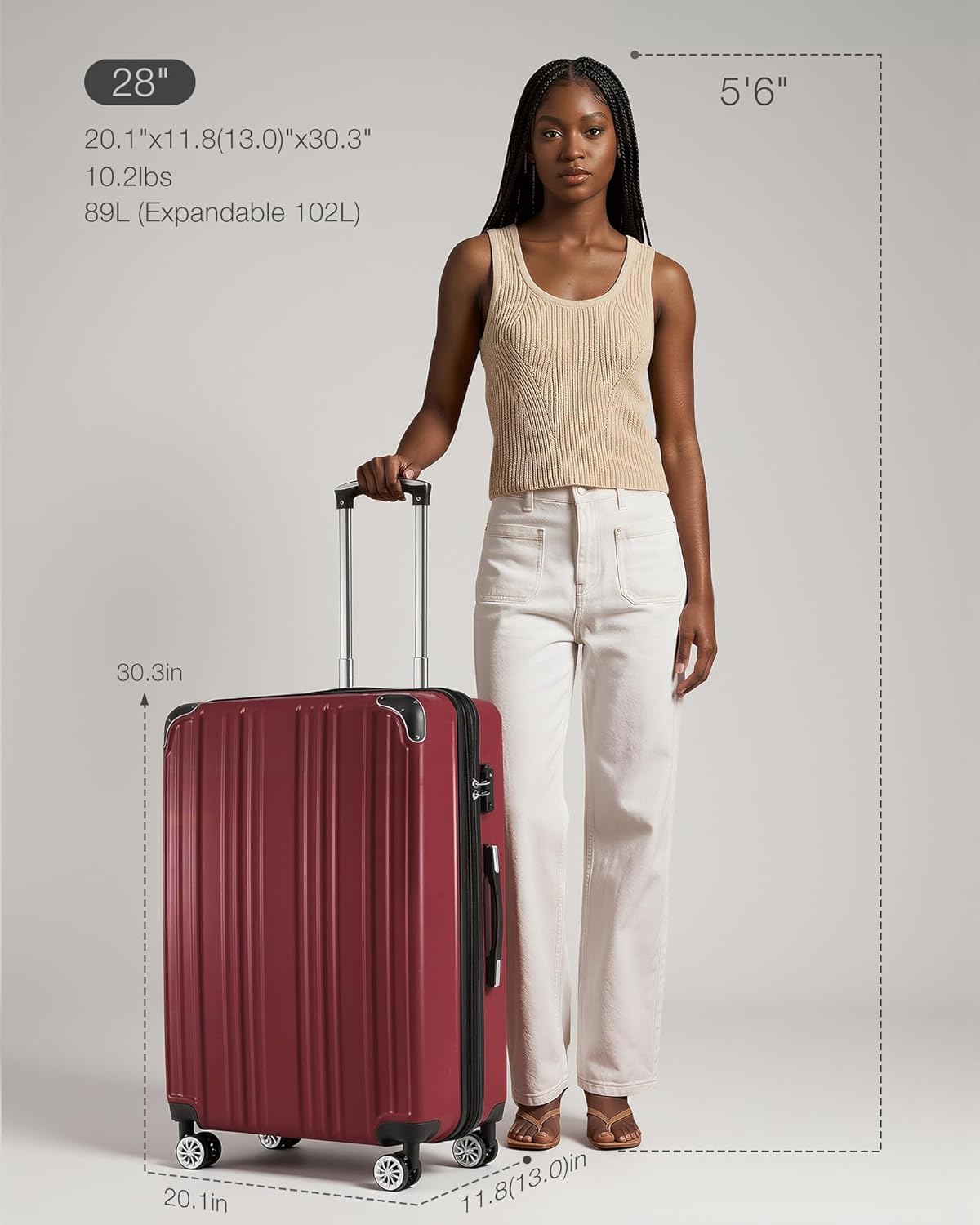 Carry On Luggage, Suitcase with Durable and Lightweight, carry on suitcase with ABS Hardshell, Dual Spinner Wheels, TSA Lock, and YKK Zipper(apricot black, S(20in)_carry on)