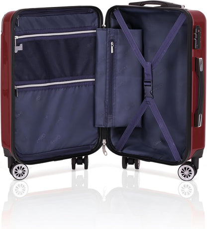 Carry On Luggage, Suitcase with Durable and Lightweight, carry on suitcase with ABS Hardshell, Dual Spinner Wheels, TSA Lock, and YKK Zipper(apricot black, S(20in)_carry on)