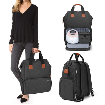 Breast Pump Backpack Storage Bag for Cooler Bag & Laptop, Gray | 2 Wear Ways, Fits Most Breast Pumps, Suitable for Working Mothers