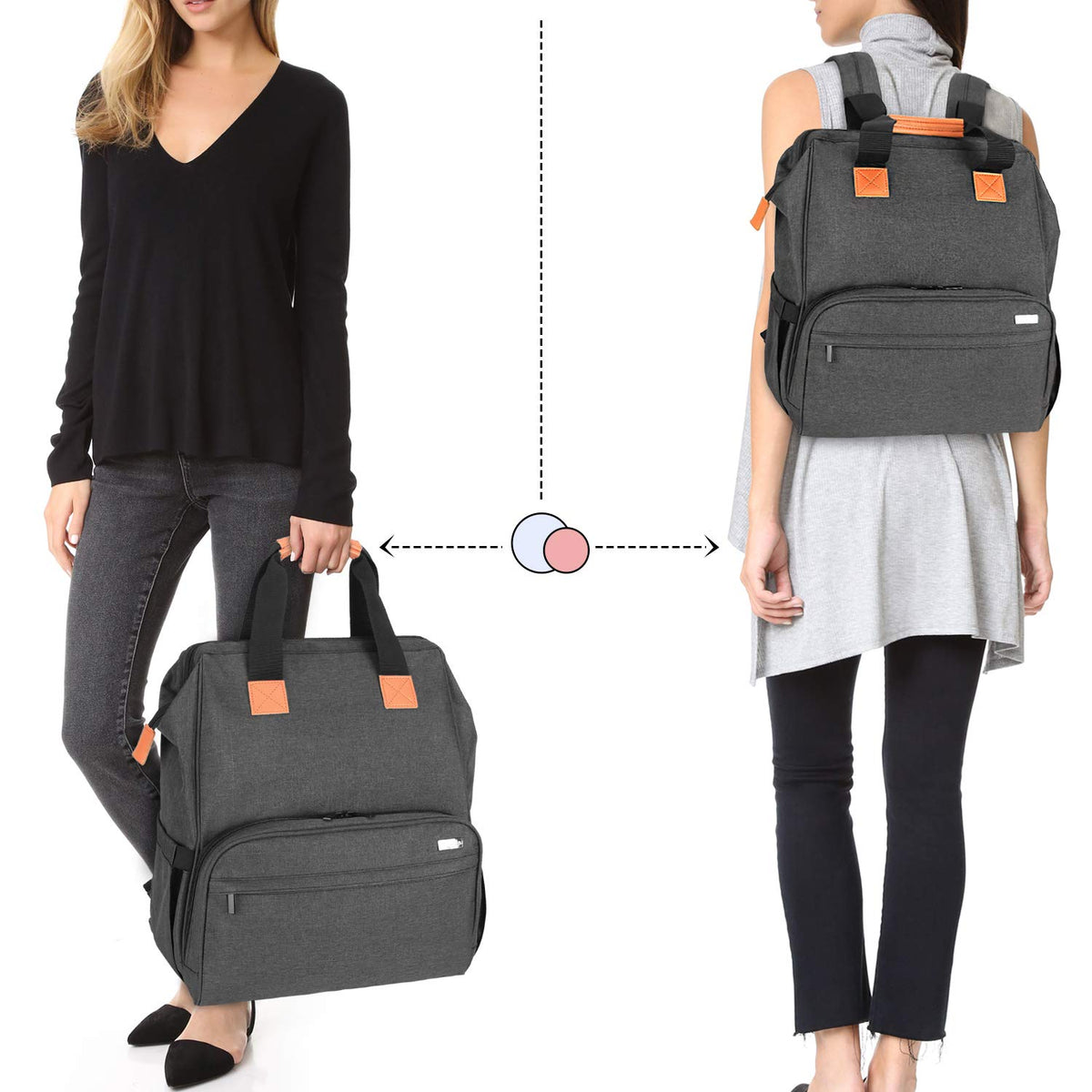 Breast Pump Backpack Storage Bag for Cooler Bag & Laptop, Gray | 2 Wear Ways, Fits Most Breast Pumps, Suitable for Working Mothers