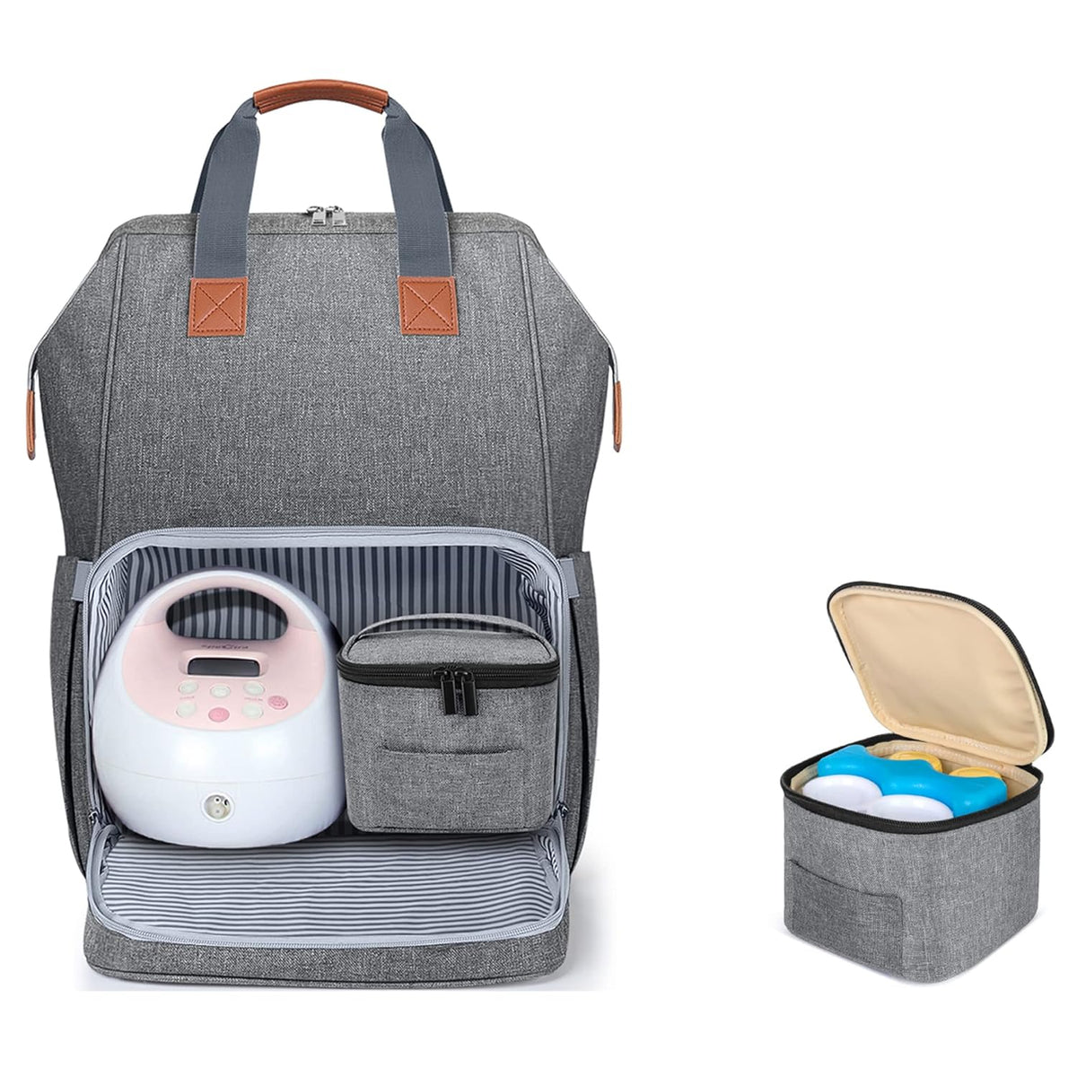 Breast Pump Backpack Storage Bag for Cooler Bag & Laptop, Gray | 2 Wear Ways, Fits Most Breast Pumps, Suitable for Working Mothers