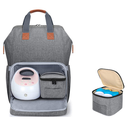 Breast Pump Backpack Storage Bag for Cooler Bag & Laptop, Gray | 2 Wear Ways, Fits Most Breast Pumps, Suitable for Working Mothers