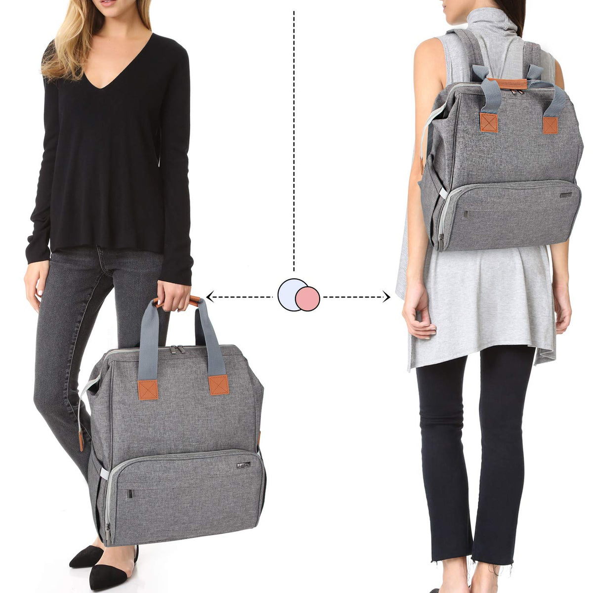 Breast Pump Backpack Storage Bag for Cooler Bag & Laptop, Gray | 2 Wear Ways, Fits Most Breast Pumps, Suitable for Working Mothers