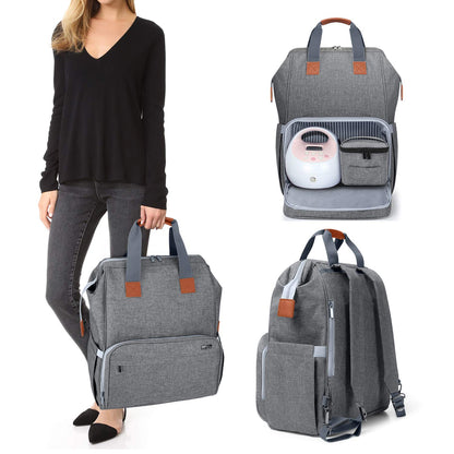 Breast Pump Backpack Storage Bag for Cooler Bag & Laptop, Gray | 2 Wear Ways, Fits Most Breast Pumps, Suitable for Working Mothers
