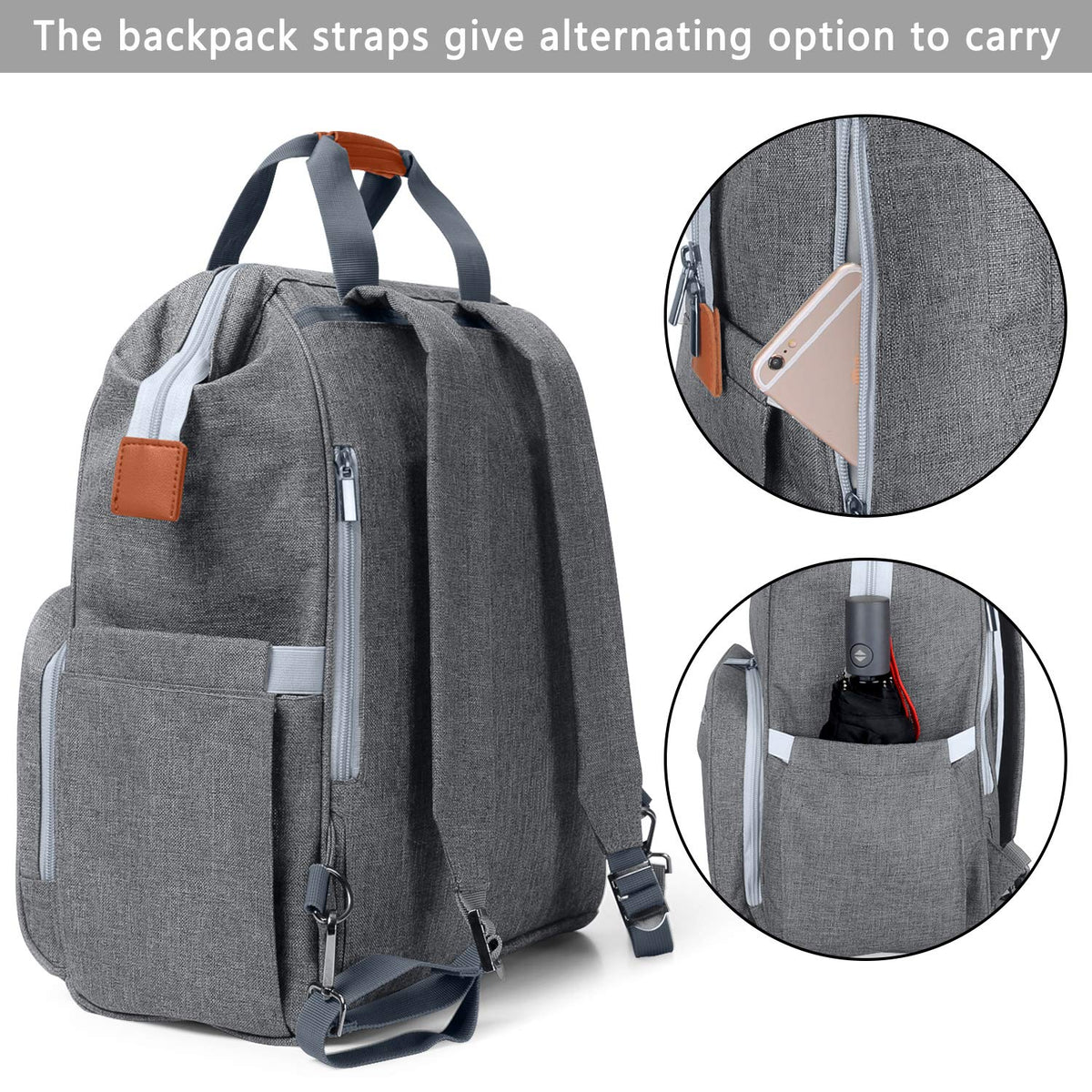 Breast Pump Backpack Storage Bag for Cooler Bag & Laptop, Gray | 2 Wear Ways, Fits Most Breast Pumps, Suitable for Working Mothers