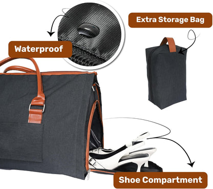Convertible Garment Duffel Bag for Travel, Large Carry On Weekender Bag with Hanging Clothes Feature, Overnight Travel Duffle Bag for Women with Shoe Compartment (Navy Blue)