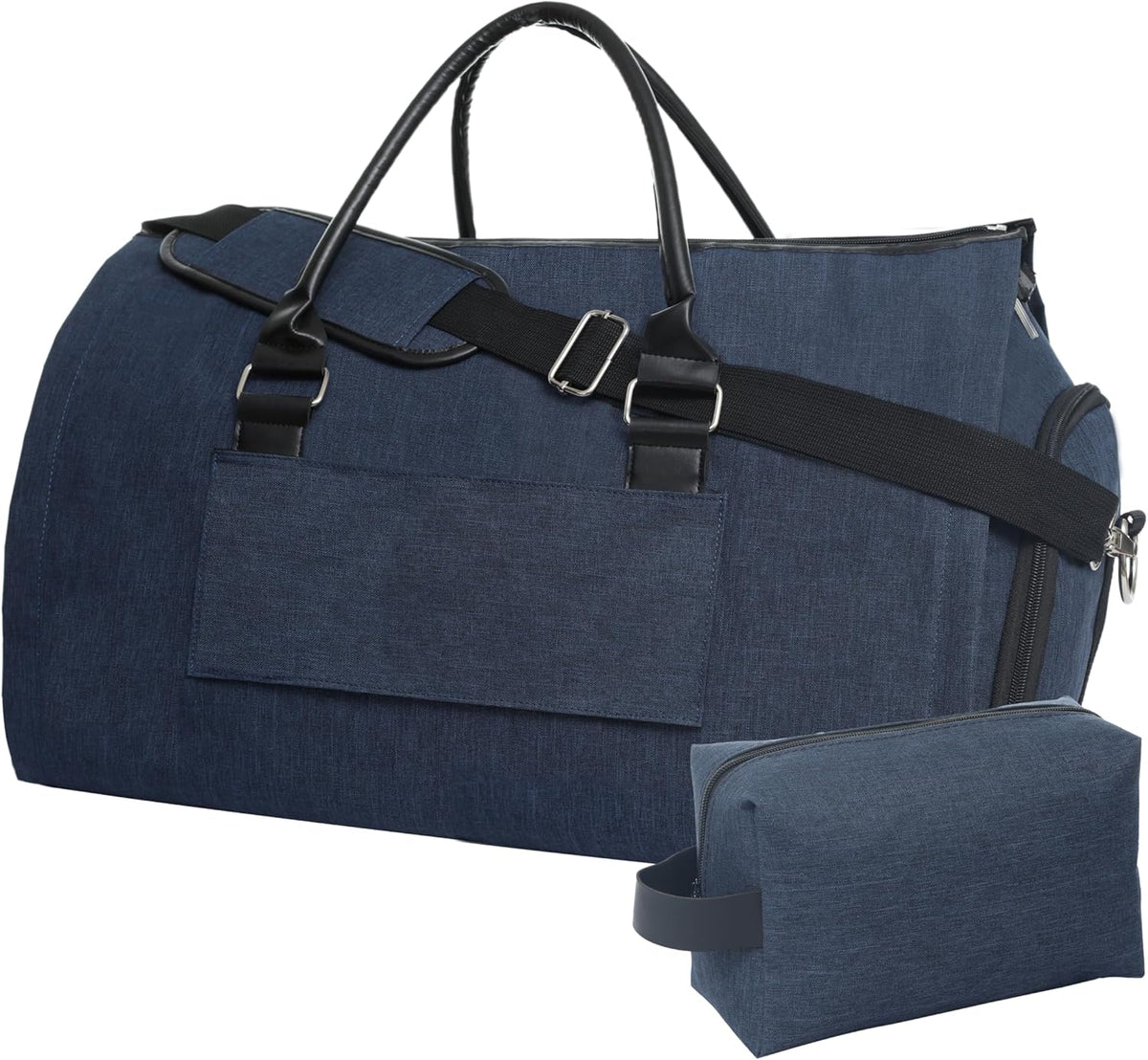 Convertible Garment Duffel Bag for Travel, Large Carry On Weekender Bag with Hanging Clothes Feature, Overnight Travel Duffle Bag for Women with Shoe Compartment (Navy Blue)