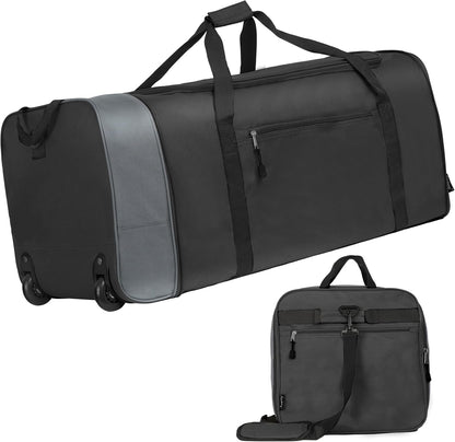 100L Foldable Rolling Duffel Bag with 2 Wheels, Light Weight Travel Duffel bag with Large Loading Capacity, 32 inch Rolling Duffel bag with Shoulder Strap for Travel Camping Sports