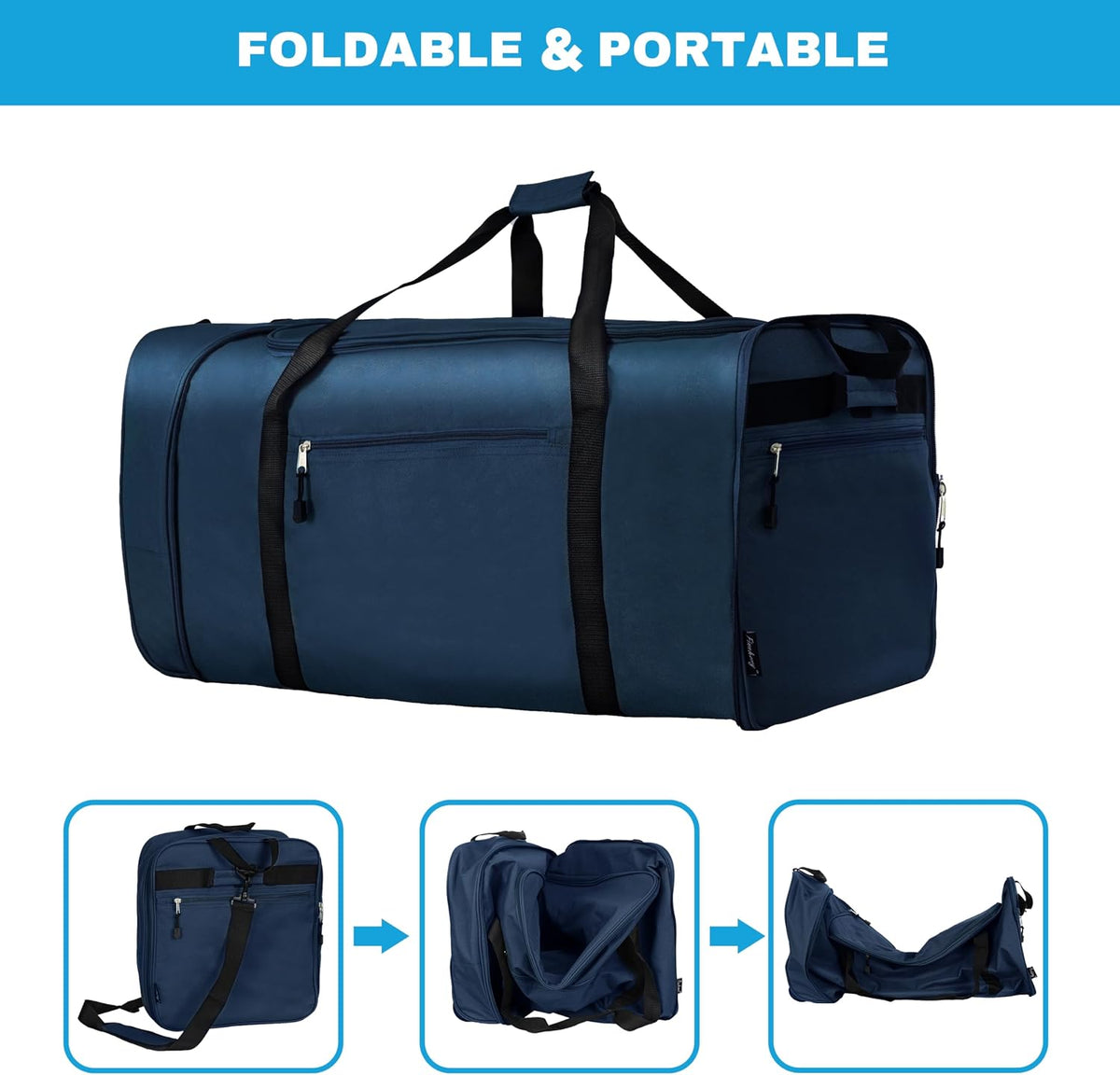 100L Foldable Rolling Duffel Bag with 2 Wheels, Light Weight Travel Duffel bag with Large Loading Capacity, 32 inch Rolling Duffel bag with Shoulder Strap for Travel Camping Sports
