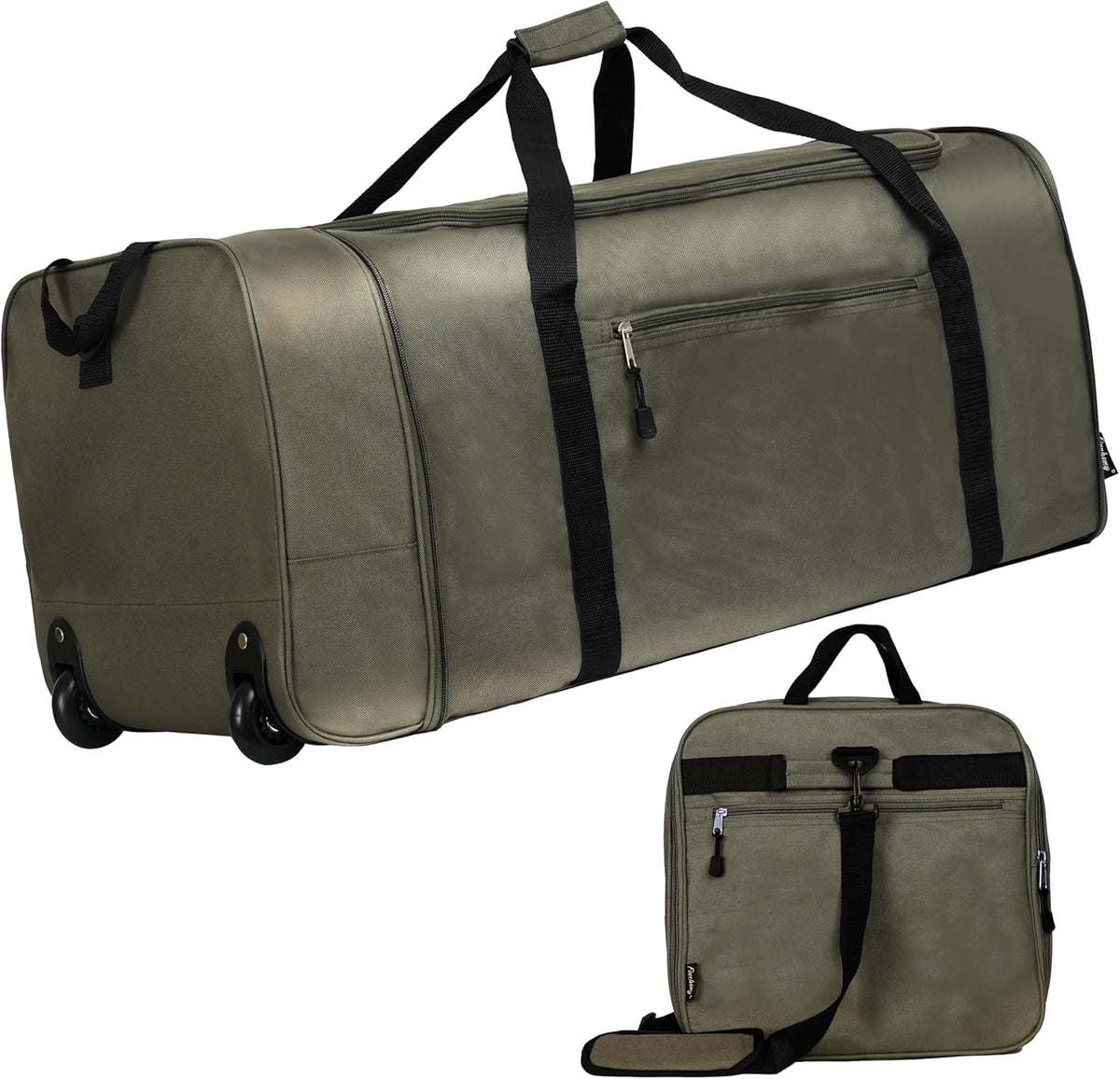 100L Foldable Rolling Duffel Bag with 2 Wheels, Light Weight Travel Duffel bag with Large Loading Capacity, 32 inch Rolling Duffel bag with Shoulder Strap for Travel Camping Sports
