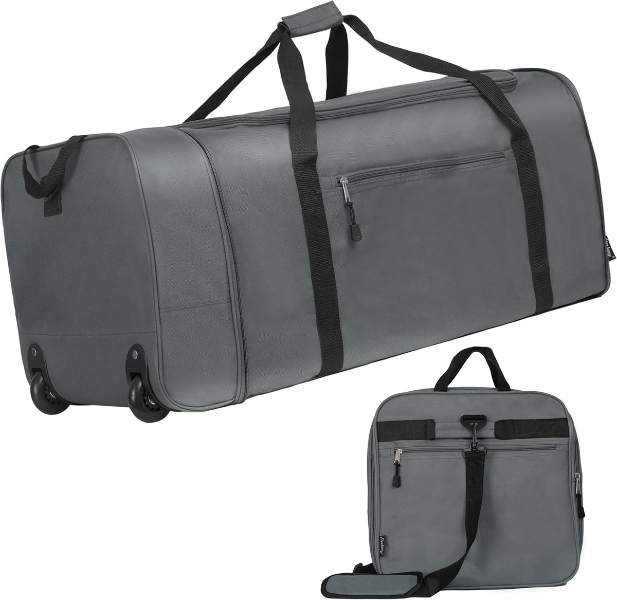 100L Foldable Rolling Duffel Bag with 2 Wheels, Light Weight Travel Duffel bag with Large Loading Capacity, 32 inch Rolling Duffel bag with Shoulder Strap for Travel Camping Sports