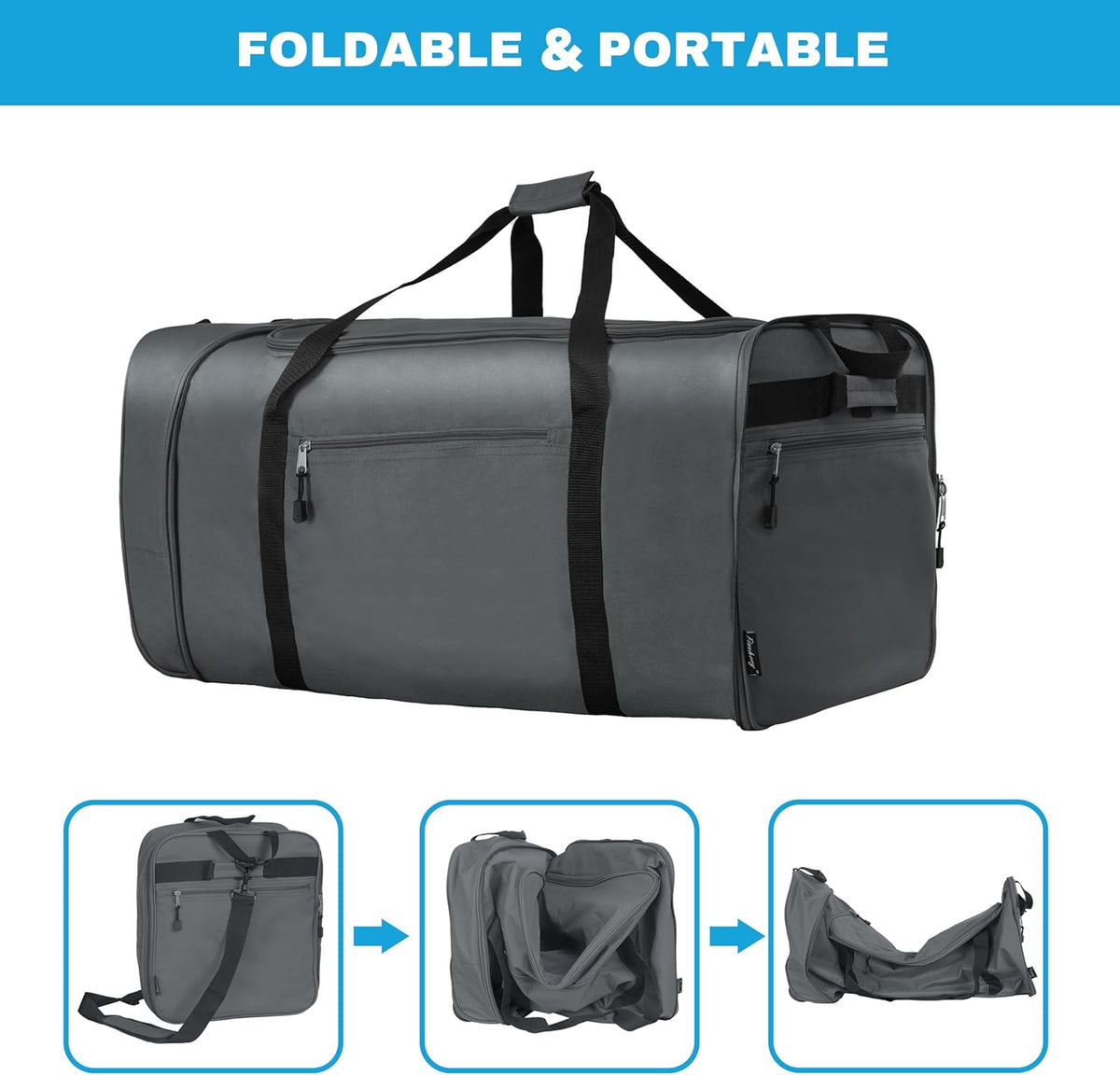 100L Foldable Rolling Duffel Bag with 2 Wheels, Light Weight Travel Duffel bag with Large Loading Capacity, 32 inch Rolling Duffel bag with Shoulder Strap for Travel Camping Sports