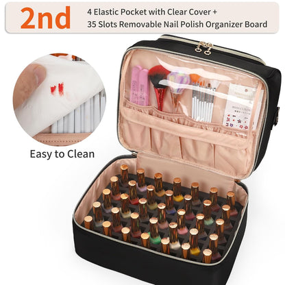 Nail Polish Organizer Case, Nail Supplies Storage Box Holds 117 Bottles Nail Polish & Nail Lamp, Travel Nail Tech Carrying Case, Nail Kit Bag For Nail Stuff & Manicure Tools