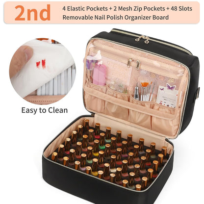 Nail Polish Organizer Case, Nail Supplies Storage Box Holds 117 Bottles Nail Polish & Nail Lamp, Travel Nail Tech Carrying Case, Nail Kit Bag For Nail Stuff & Manicure Tools