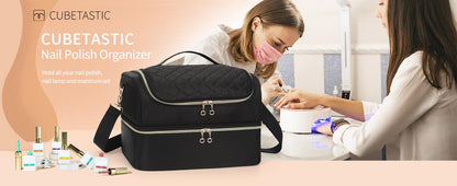 Nail Polish Organizer Case, Nail Supplies Storage Box Holds 117 Bottles Nail Polish & Nail Lamp, Travel Nail Tech Carrying Case, Nail Kit Bag For Nail Stuff & Manicure Tools