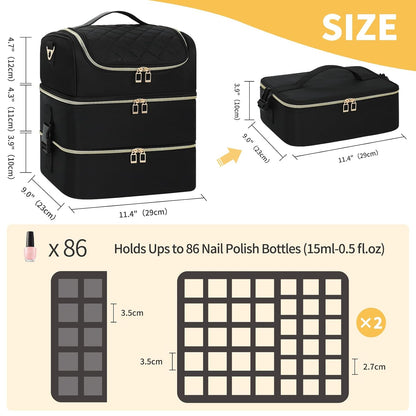Nail Polish Organizer Case, Nail Supplies Storage Box Holds 117 Bottles Nail Polish & Nail Lamp, Travel Nail Tech Carrying Case, Nail Kit Bag For Nail Stuff & Manicure Tools