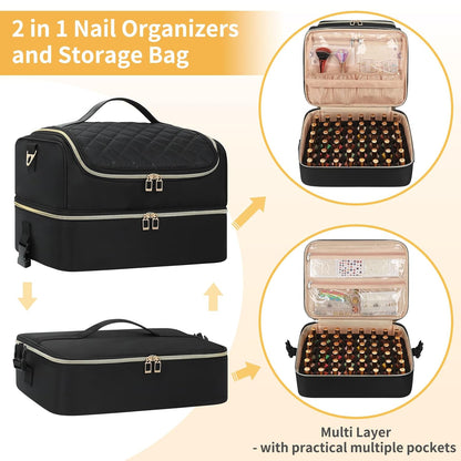 Nail Polish Organizer Case, Nail Supplies Storage Box Holds 117 Bottles Nail Polish & Nail Lamp, Travel Nail Tech Carrying Case, Nail Kit Bag For Nail Stuff & Manicure Tools