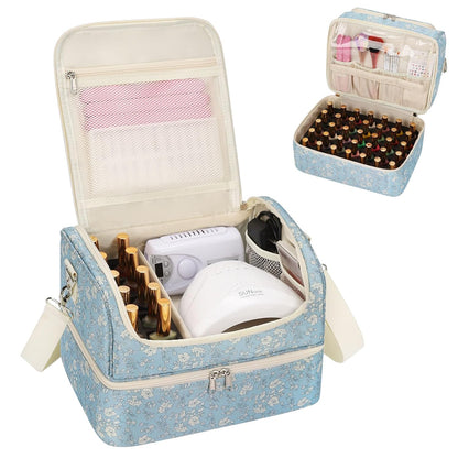 Nail Polish Organizer Case, Nail Supplies Storage Box Holds 117 Bottles Nail Polish & Nail Lamp, Travel Nail Tech Carrying Case, Nail Kit Bag For Nail Stuff & Manicure Tools