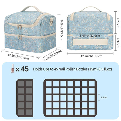 Nail Polish Organizer Case, Nail Supplies Storage Box Holds 117 Bottles Nail Polish & Nail Lamp, Travel Nail Tech Carrying Case, Nail Kit Bag For Nail Stuff & Manicure Tools