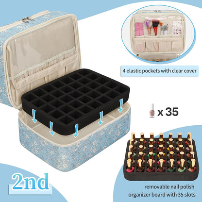 Nail Polish Organizer Case, Nail Supplies Storage Box Holds 117 Bottles Nail Polish & Nail Lamp, Travel Nail Tech Carrying Case, Nail Kit Bag For Nail Stuff & Manicure Tools