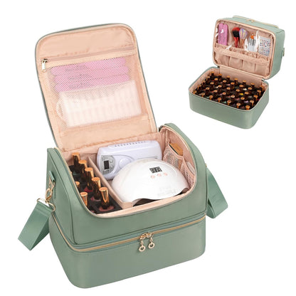 Nail Polish Organizer Case, Nail Supplies Storage Box Holds 117 Bottles Nail Polish & Nail Lamp, Travel Nail Tech Carrying Case, Nail Kit Bag For Nail Stuff & Manicure Tools