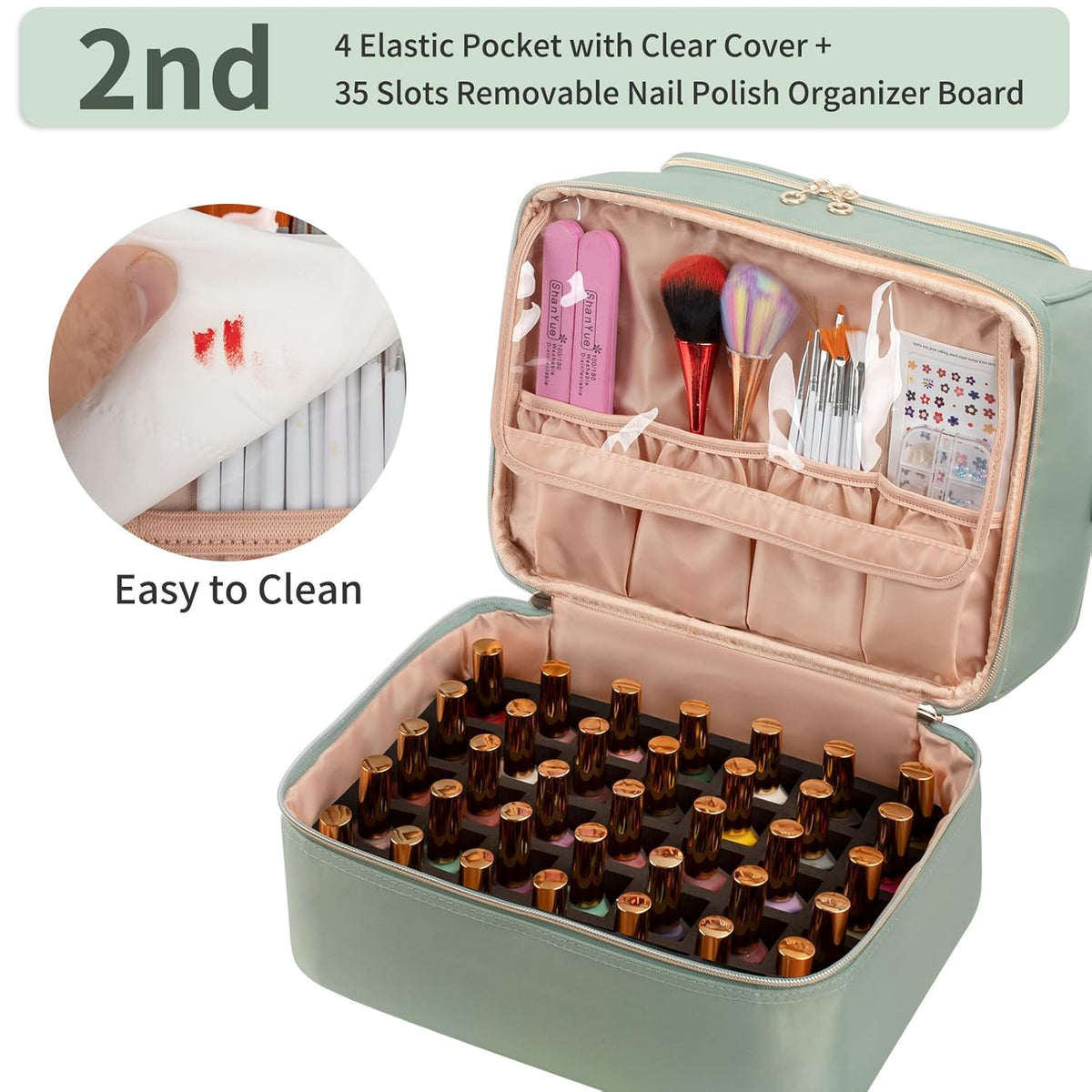 Nail Polish Organizer Case, Nail Supplies Storage Box Holds 117 Bottles Nail Polish & Nail Lamp, Travel Nail Tech Carrying Case, Nail Kit Bag For Nail Stuff & Manicure Tools