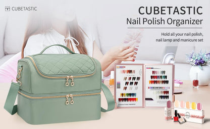 Nail Polish Organizer Case, Nail Supplies Storage Box Holds 117 Bottles Nail Polish & Nail Lamp, Travel Nail Tech Carrying Case, Nail Kit Bag For Nail Stuff & Manicure Tools