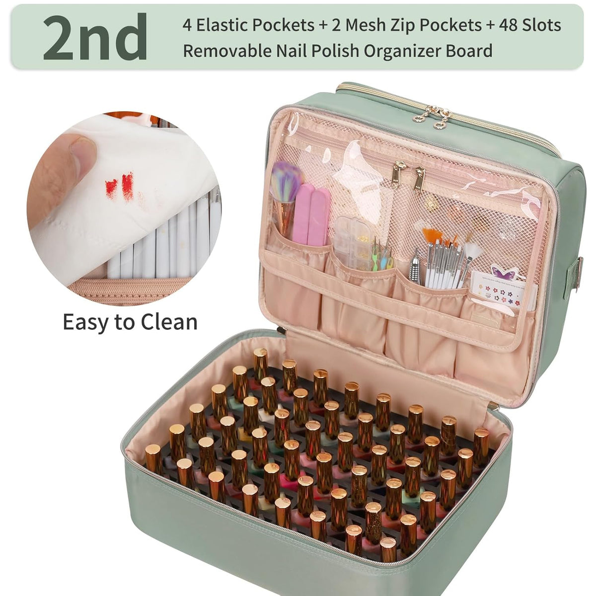Nail Polish Organizer Case, Nail Supplies Storage Box Holds 117 Bottles Nail Polish & Nail Lamp, Travel Nail Tech Carrying Case, Nail Kit Bag For Nail Stuff & Manicure Tools