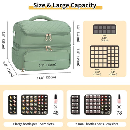 Nail Polish Organizer Case, Nail Supplies Storage Box Holds 117 Bottles Nail Polish & Nail Lamp, Travel Nail Tech Carrying Case, Nail Kit Bag For Nail Stuff & Manicure Tools