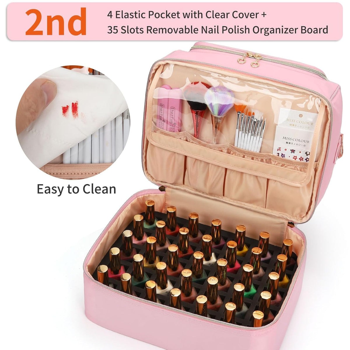 Nail Polish Organizer Case, Nail Supplies Storage Box Holds 117 Bottles Nail Polish & Nail Lamp, Travel Nail Tech Carrying Case, Nail Kit Bag For Nail Stuff & Manicure Tools