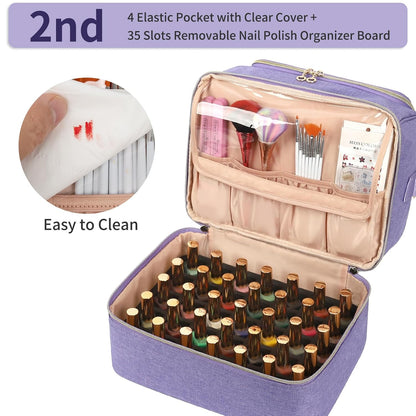 Nail Polish Organizer Case, Nail Supplies Storage Box Holds 117 Bottles Nail Polish & Nail Lamp, Travel Nail Tech Carrying Case, Nail Kit Bag For Nail Stuff & Manicure Tools