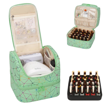 Nail Polish Organizer Case, Nail Supplies Storage Box Holds 117 Bottles Nail Polish & Nail Lamp, Travel Nail Tech Carrying Case, Nail Kit Bag For Nail Stuff & Manicure Tools