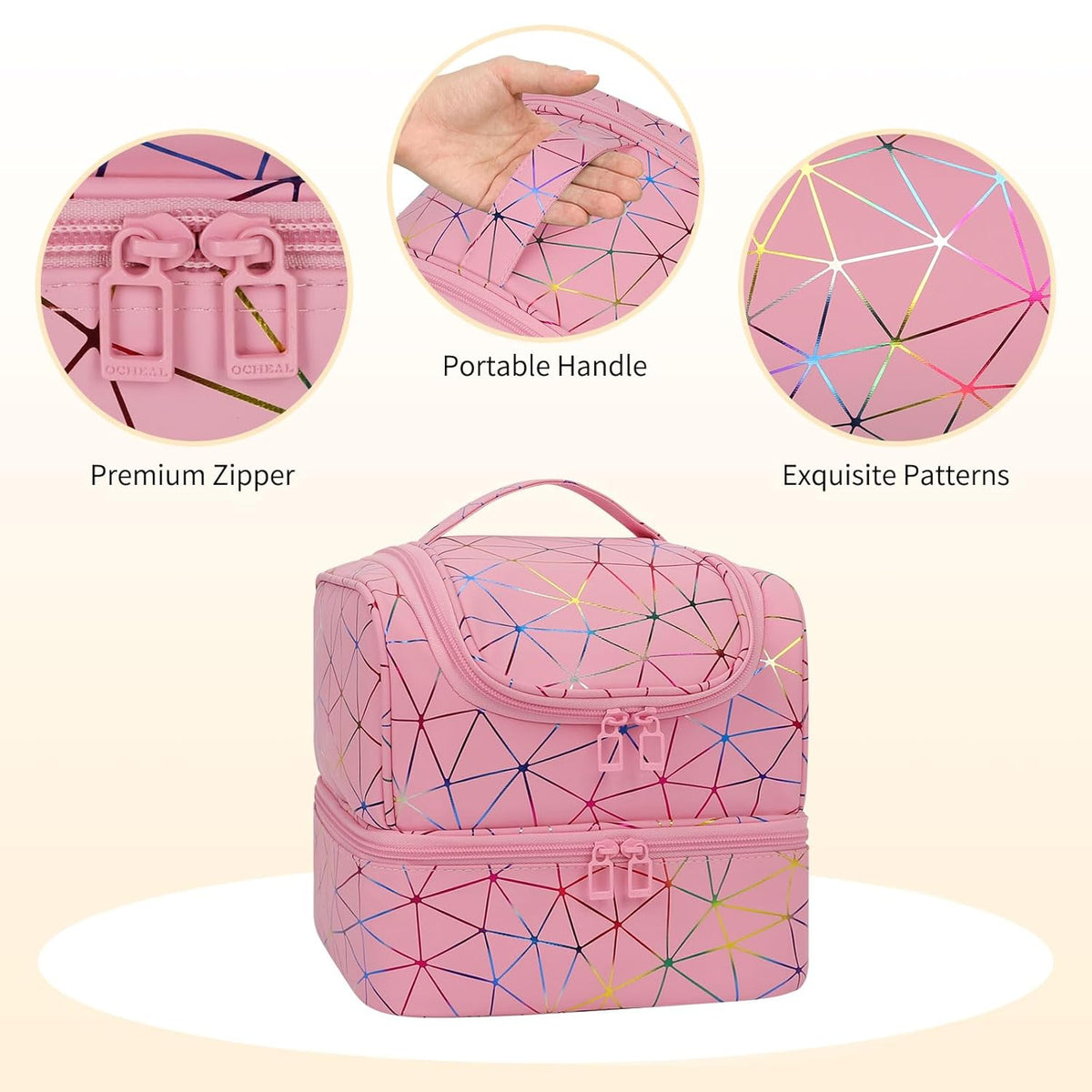Nail Polish Organizer Case, Nail Supplies Storage Box Holds 117 Bottles Nail Polish & Nail Lamp, Travel Nail Tech Carrying Case, Nail Kit Bag For Nail Stuff & Manicure Tools