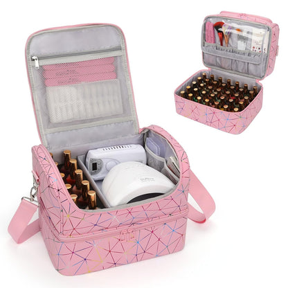 Nail Polish Organizer Case, Nail Supplies Storage Box Holds 117 Bottles Nail Polish & Nail Lamp, Travel Nail Tech Carrying Case, Nail Kit Bag For Nail Stuff & Manicure Tools