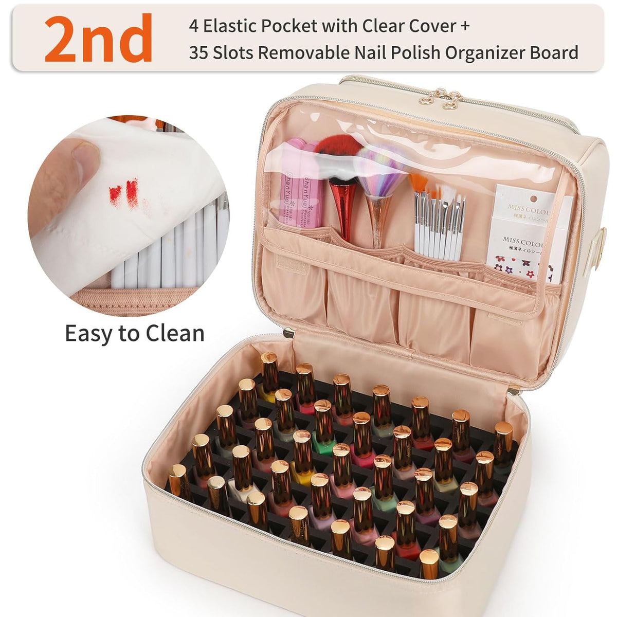 Nail Polish Organizer Case, Nail Supplies Storage Box Holds 117 Bottles Nail Polish & Nail Lamp, Travel Nail Tech Carrying Case, Nail Kit Bag For Nail Stuff & Manicure Tools