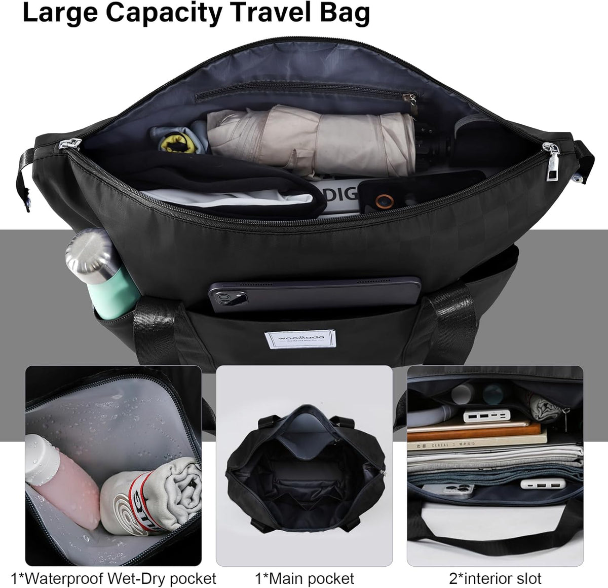 Rolling Duffel Bag With Wheels, Detachable Rolling Carry-On Luggage, Expandable Foldable Large Suitcase for Travel, Business, Camping, Gift for Parents, Spouse(lavender checkerboard)