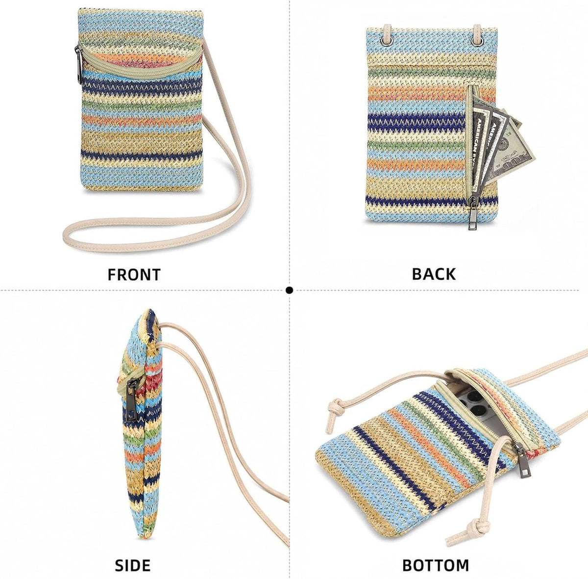 Small Crossbody Women Cell Phone Purse Wallet Bag With Shoulder Strap - Colors B