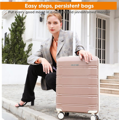 20 Inch Carry On Luggage with TSA Lock, Durable Hardshell Suitcase for Travel, Unisex Checked Set for Men and Women Dark Blue