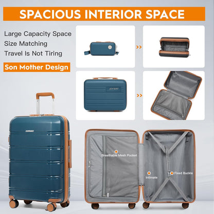 20 Inch Carry On Luggage with TSA Lock, Durable Hardshell Suitcase for Travel, Unisex Checked Set for Men and Women Dark Blue
